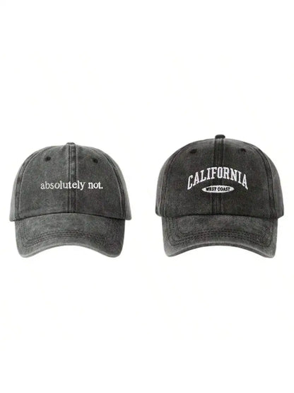 Vintage Embroidered Letter Wide Brim Baseball Cap