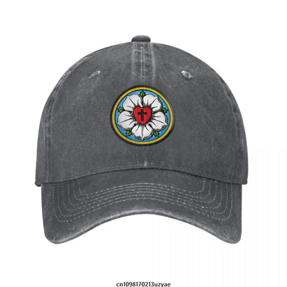 Heart Lutheran Rose Fashion Unisex Cotton Baseball Cap Outdoor