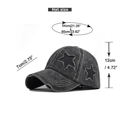 Retro Star Washed Denim Hole star Baseball Cap