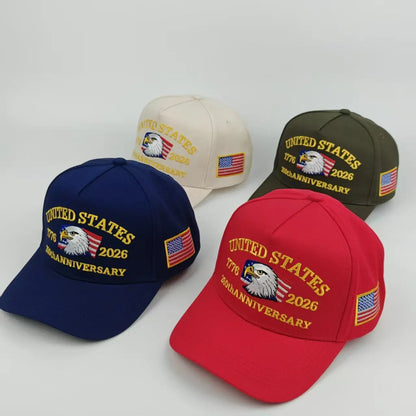 250th Anniversary Hat USA Patriotic Baseball Caps Eagle Embroidered Baseball Hats