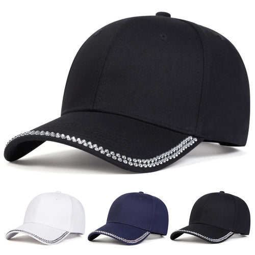 Unisex Diamond Studded Brim Baseball Caps Spring Autumn