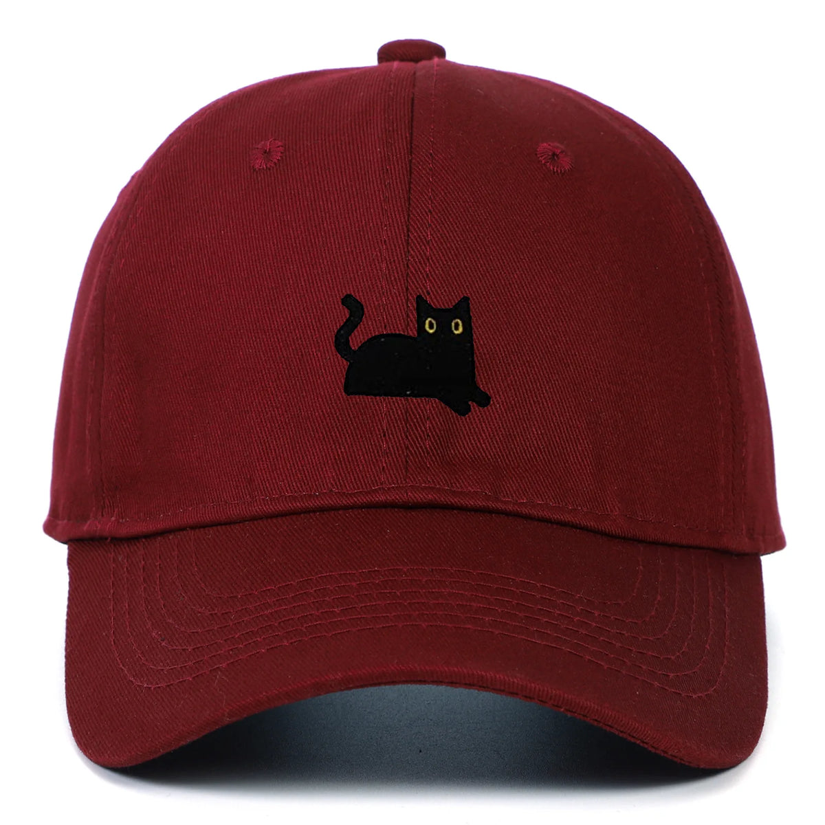 New Cute Cat Embroidery Soft Top Baseball Cap