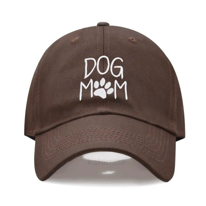 Vintage Washed Cotton DoG MOM Embroidery Baseball Cap For Men Women