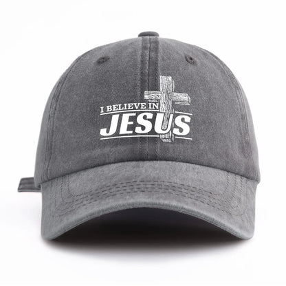 JESUS Print Washed Baseball Cap For Adults