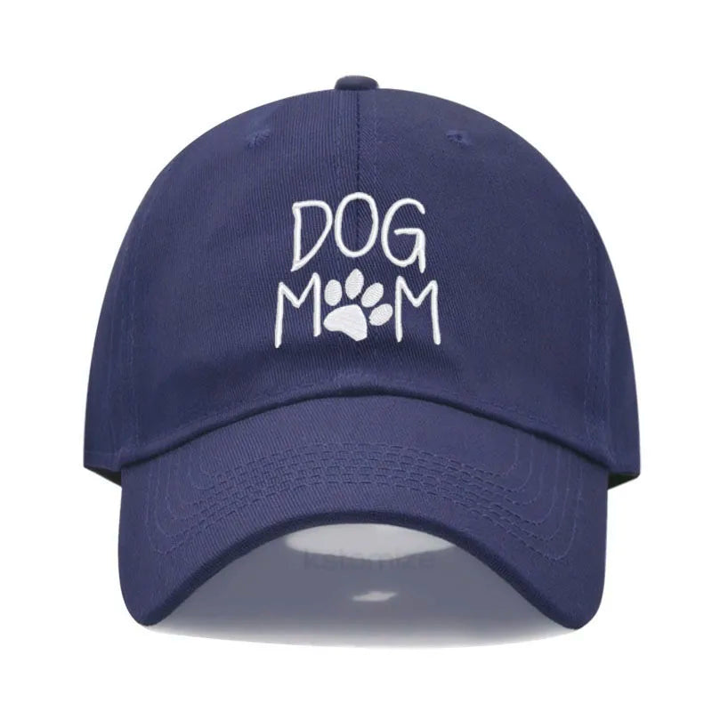 Vintage Washed Cotton DoG MOM Embroidery Baseball Cap For Men Women