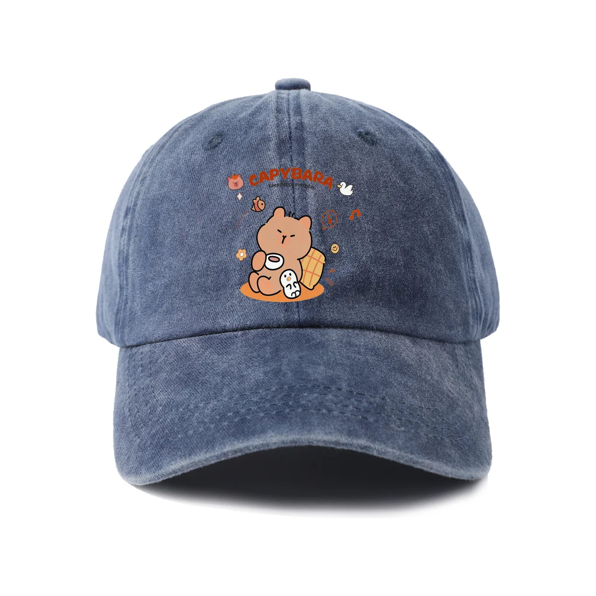 Cute Capybara Friends Vintage Washed Baseball Cap