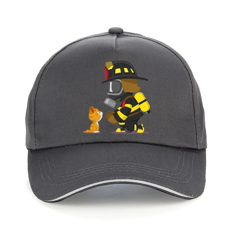 Rescues Kitten Men Baseball Cap Fashion Firefighter Hero Fight Fire