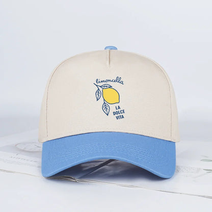 "Limoncello La Dolce Vita" Lemon Print Baseball Cap
