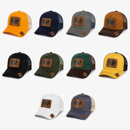 American Flag Peacock Leather Patch Baseball Cap
