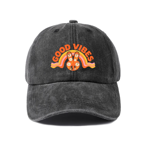 Good Vibes Rabbit Graphic Baseball Cap
