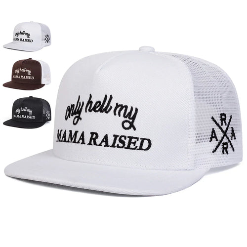 Unisex Only Hell My Mama Raised Embroidery Hip-hop Net Hats