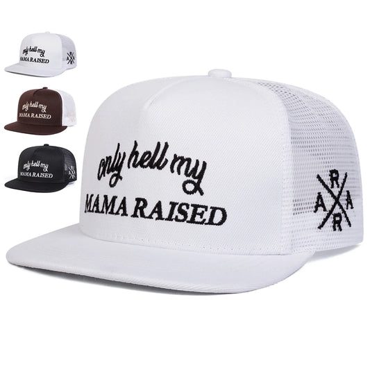 Unisex Only Hell My Mama Raised Embroidery Hip-Hop Hats Snapback Caps Sunscreen Hats