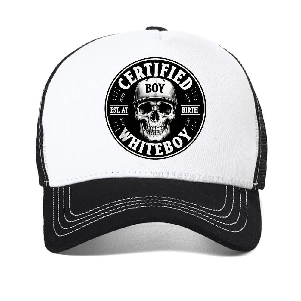 Certified Bold Skull Whiteboy Printed Baseball Cap