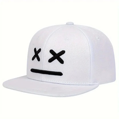 Smiling Face Embroidery Hip Hop Cap Unisex Adjustable Snapback Hat For Men Women