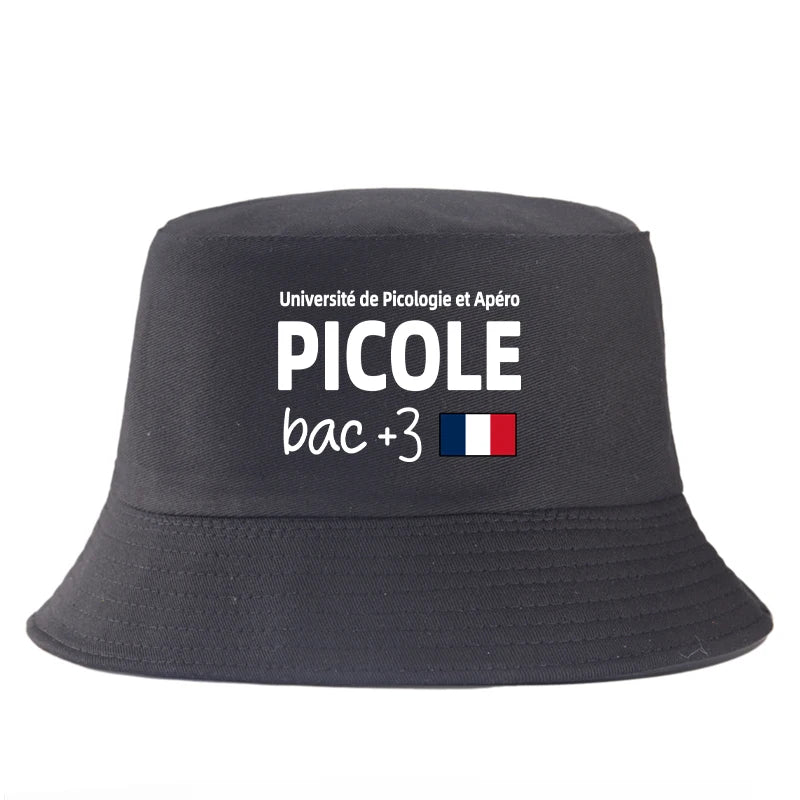 Universite Apéro Picole Bac+3 Printed Reversible Bob Bucket Hat Women Men