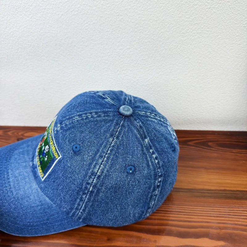 Personalized Embroidered Anime Person Washed Denim Baseball Cap