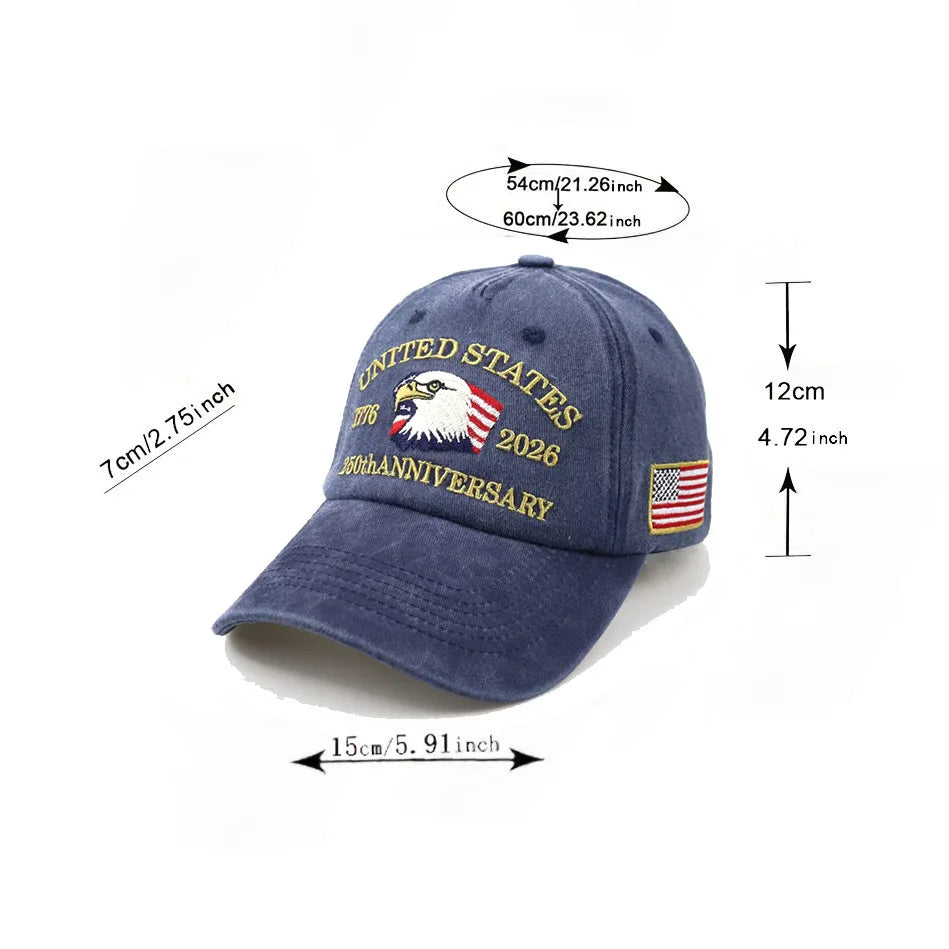 United States 250th Anniversary Baseball Cap Embroidered American Flag Eagle