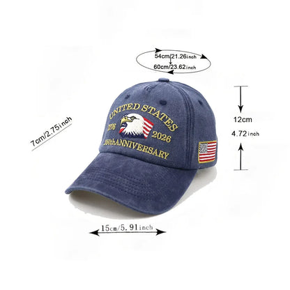 United States 250th Anniversary Baseball Cap Embroidered American Flag Eagle