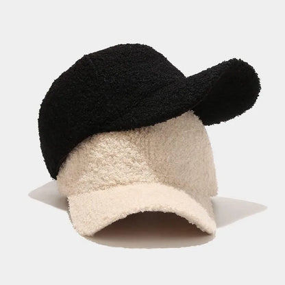 Women's Solid Color Winter Baseball Cap - Soft Lamb Wool