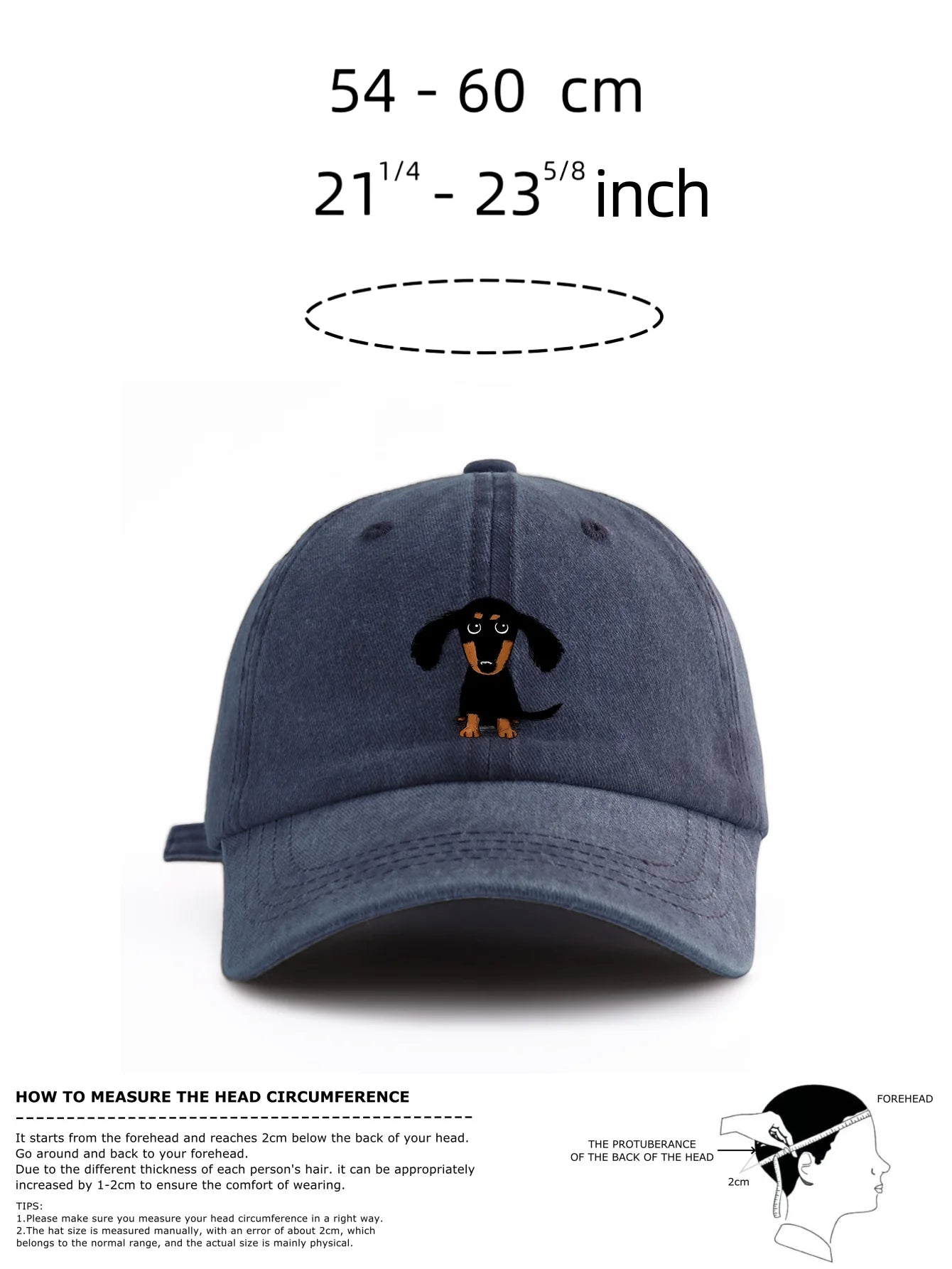Dachshund Print Washed Baseball Cap For Adults