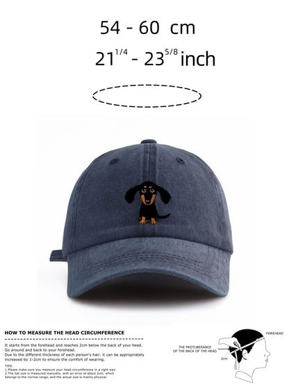 Dachshund Print Washed Baseball Cap For Adults