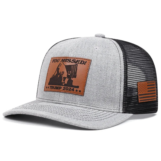 Leather Label Embroidered Slightly Curved Baseball Cap