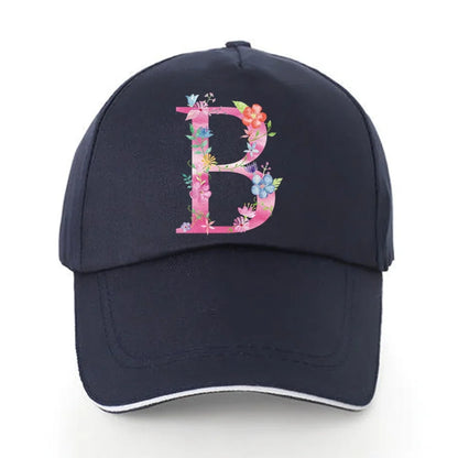 Men Baseball Cap Pure Cotton Adjustable Back Buckle Hat Pink Letter Print