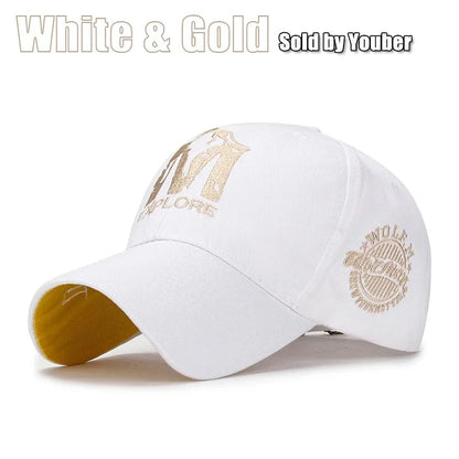 M letter Wolf Totem Embroidery Cotton Adjustable Hard Top Baseball Cap