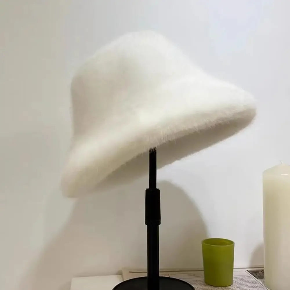 Windproof Warm Female Panama Caps Solid Fashion Bucket Hat