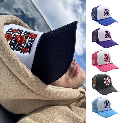 American Style Letters Lip Embroidered Baseball Hats Men Women