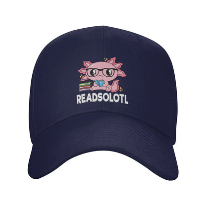 Readsolotl Axolotl Book Lover Funny Reading Baseball Cap