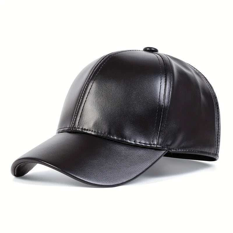 Children Pu Leather Solid Color Baseball Caps Spring Autumn