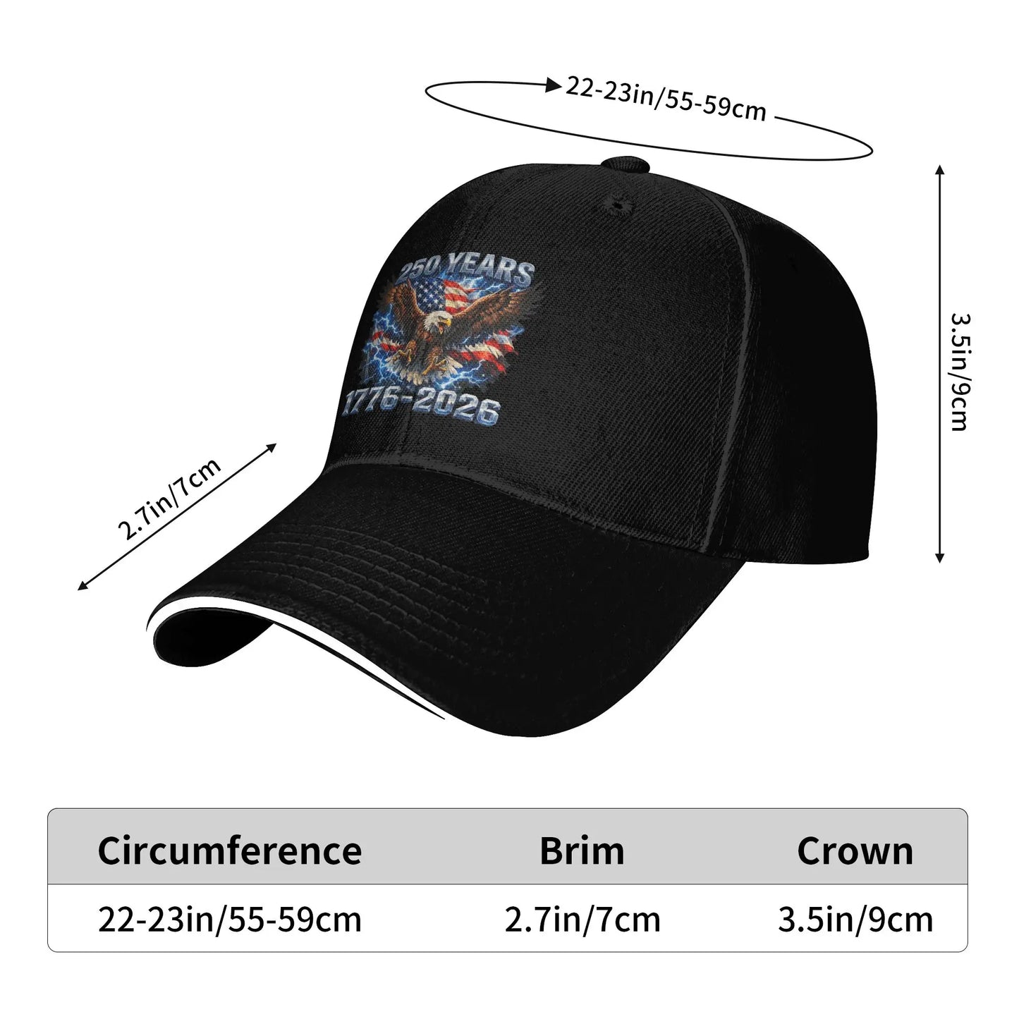 American Bald Eagle 1776 2026 250 Anniversary USA Baseball Cap