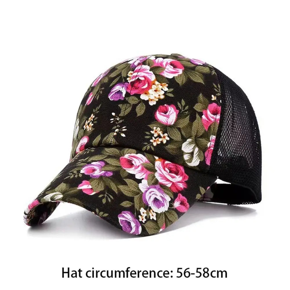Creative Mesh Baseball Cap Colorful Flower Printed Hip Hop