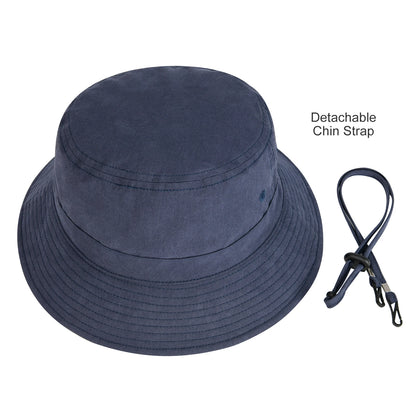 Bucket Hat with Straps Foldable Falt Top Hats