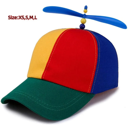 Boys Girls Rainbow Baseball Cap Bamboo Dragonfly Helicopter Propeller Adventure