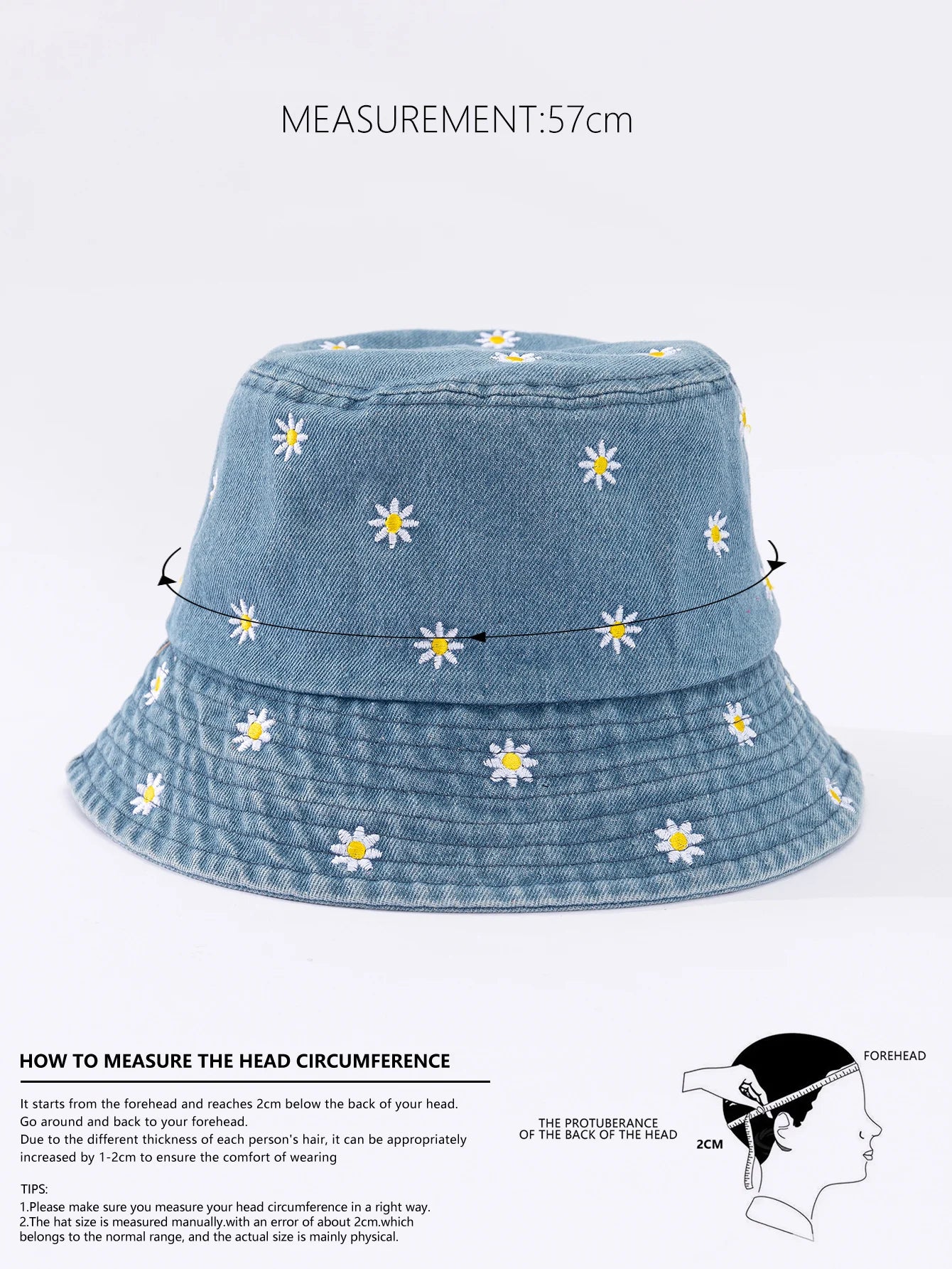 Little Daisy Embroidered Fisherman Hat Bucket Hat