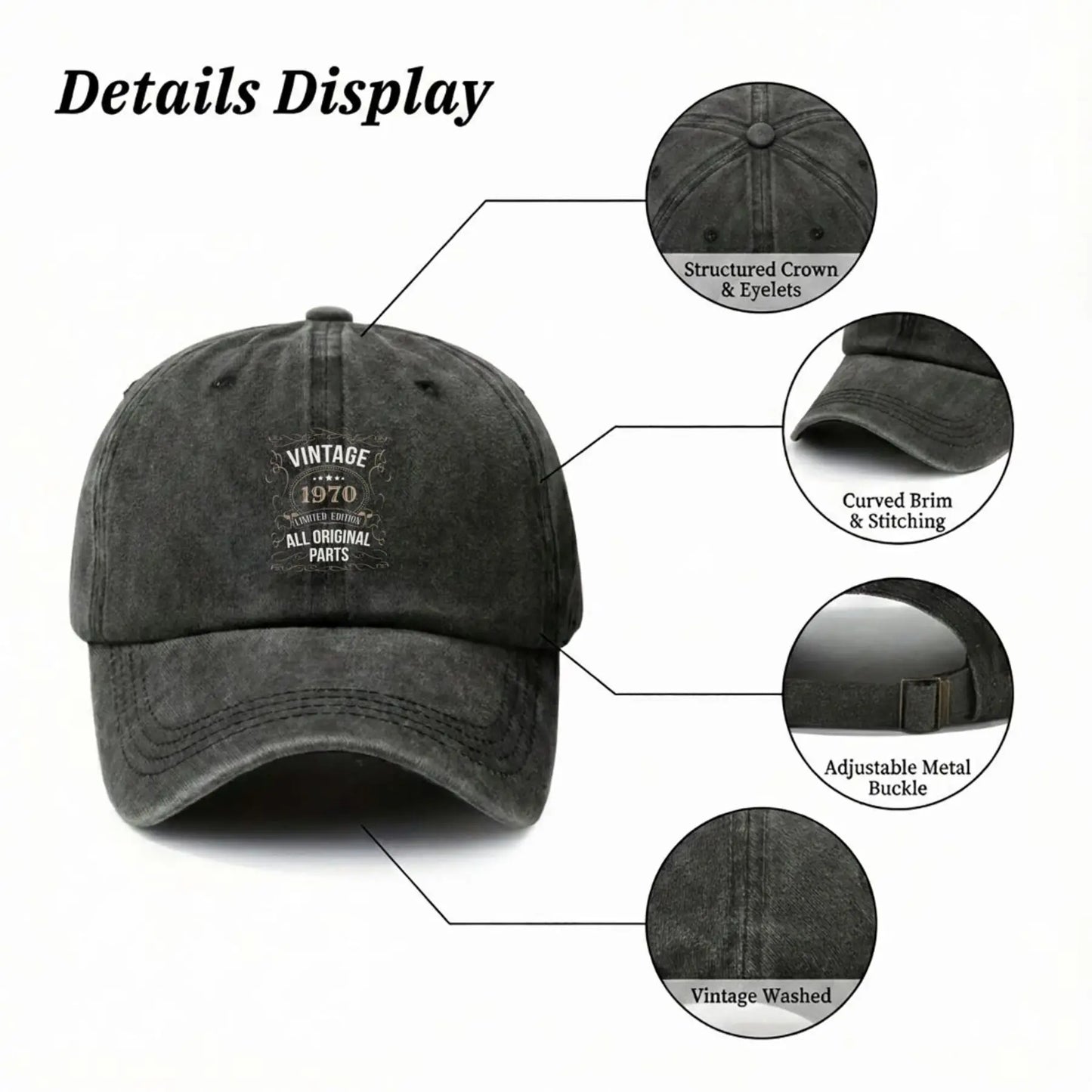 1970 Vintage Limited Edition Unisex Baseball Cap For Men & Women