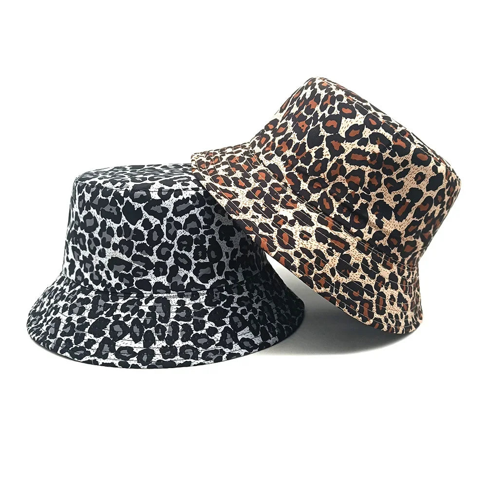 Outing Sun-Proof Hat Reversible Leopard Print Bucket Hat