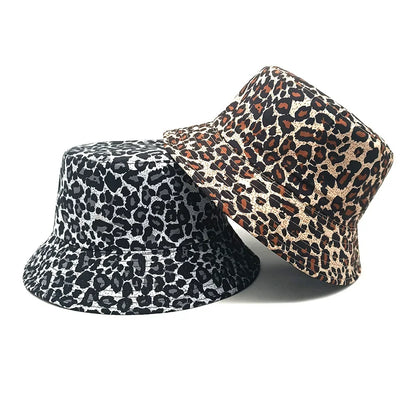 Outing Sun-Proof Hat Reversible Leopard Print Bucket Hat