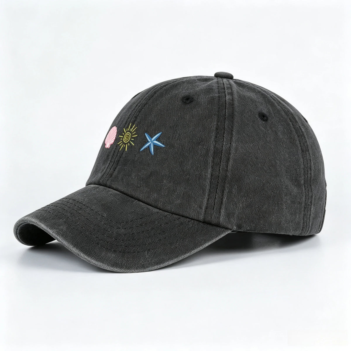 Seashell Sun Starfish Vintage Washed Cotton Baseball Cap
