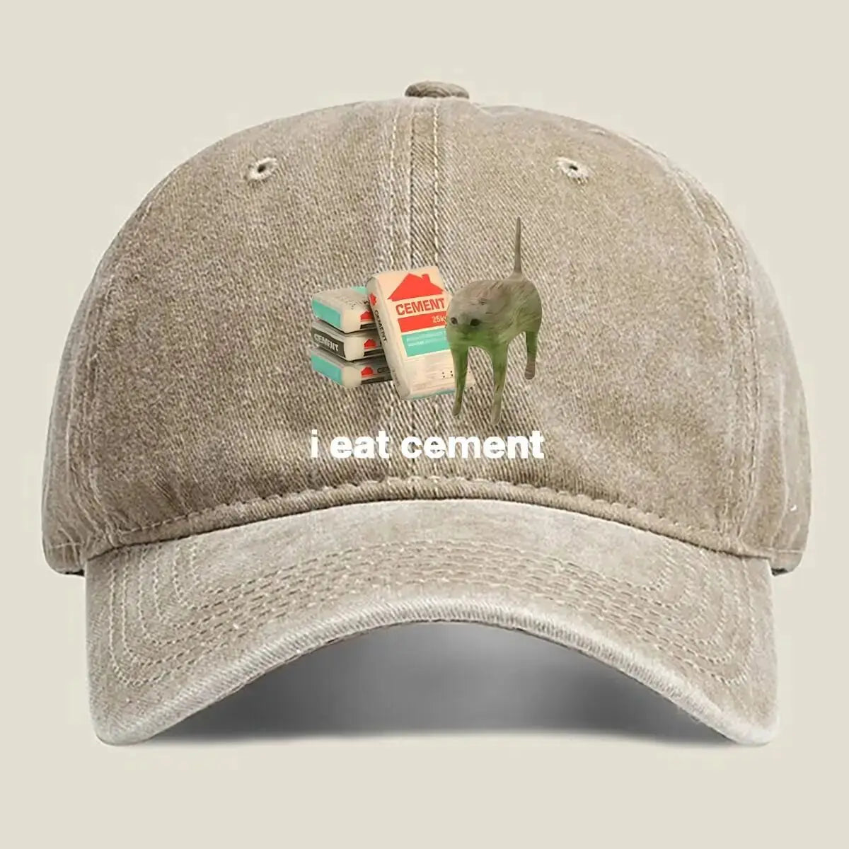 I Eat Cement Humorous Cat and Cement Design Humorous Baseball Cap