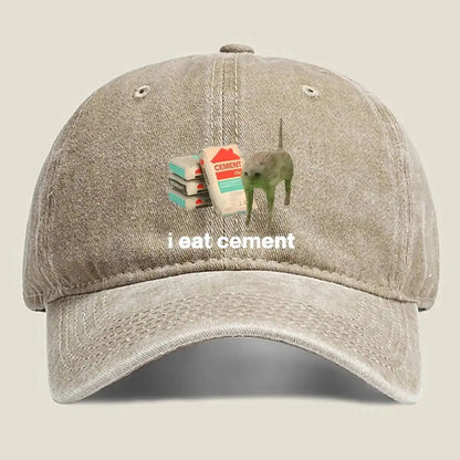 I Eat Cement Humorous Cat and Cement Design Humorous Baseball Cap