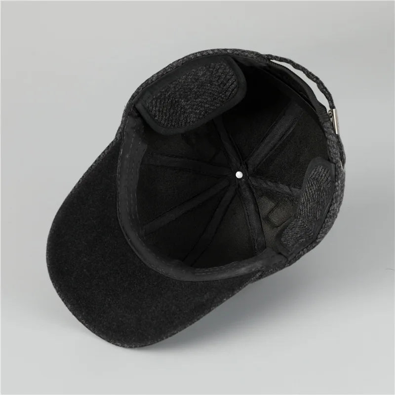 Auturnn Thick Warm Men Winter Baseball Cap With Ear Flaps