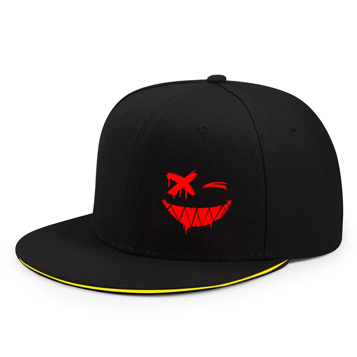 Red XX Smiling Face Print Snapback Caps Men And Women