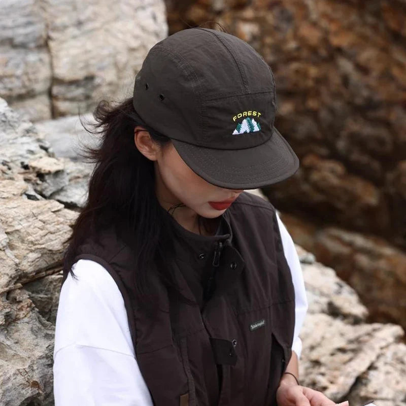 Short Brim Embroidery Baseball Cap