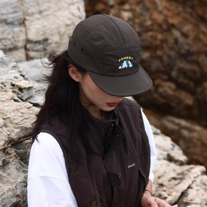 Short Brim Embroidery Baseball Cap