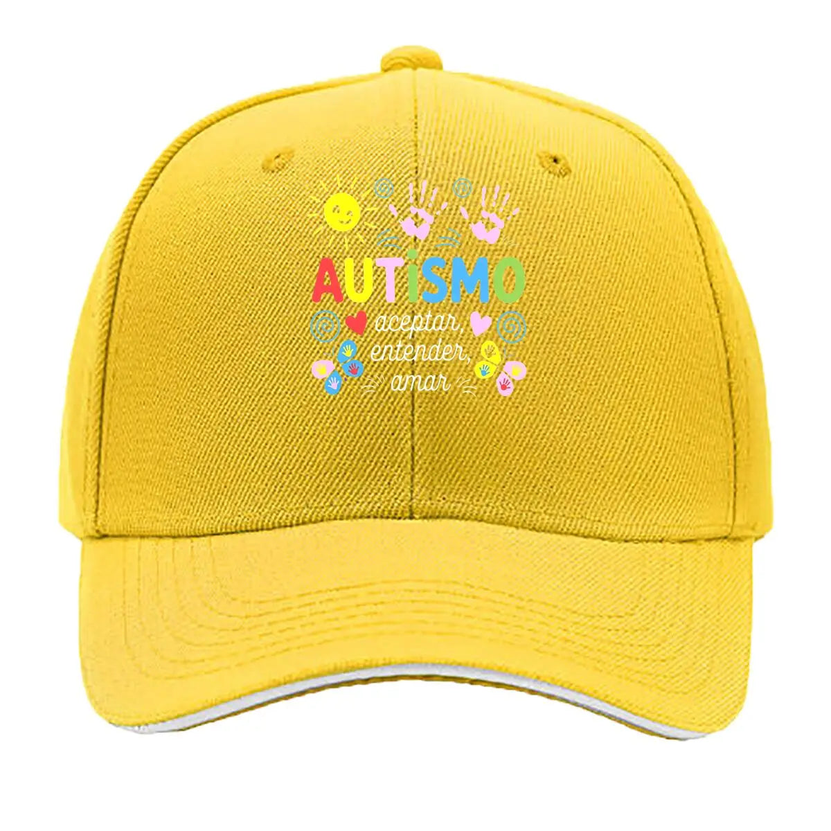 Autismo Colorful Handprints Sun Hearts Sandwich Baseball Cap