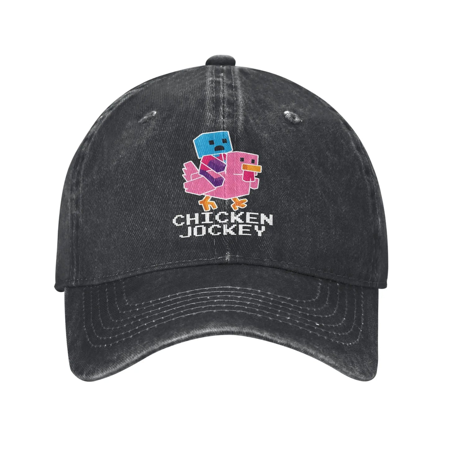 Unisex Chicken Jockey Funny Printed Hat Fashion Distressed Cotton Baseball Cap
