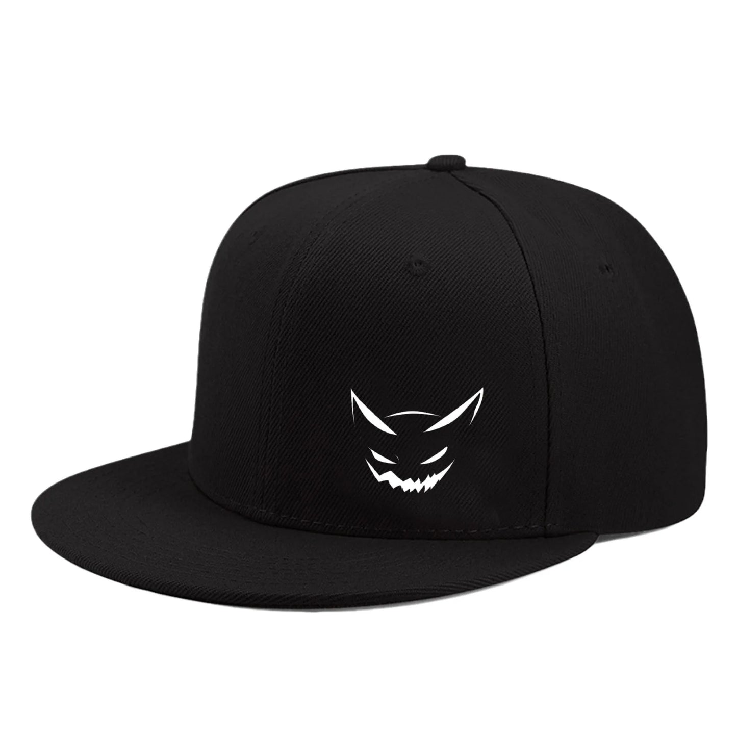Cute Expression Printed Flat Brim Snapback Caps For Men And Women